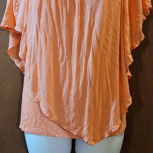 Coral short sleeve flowy top